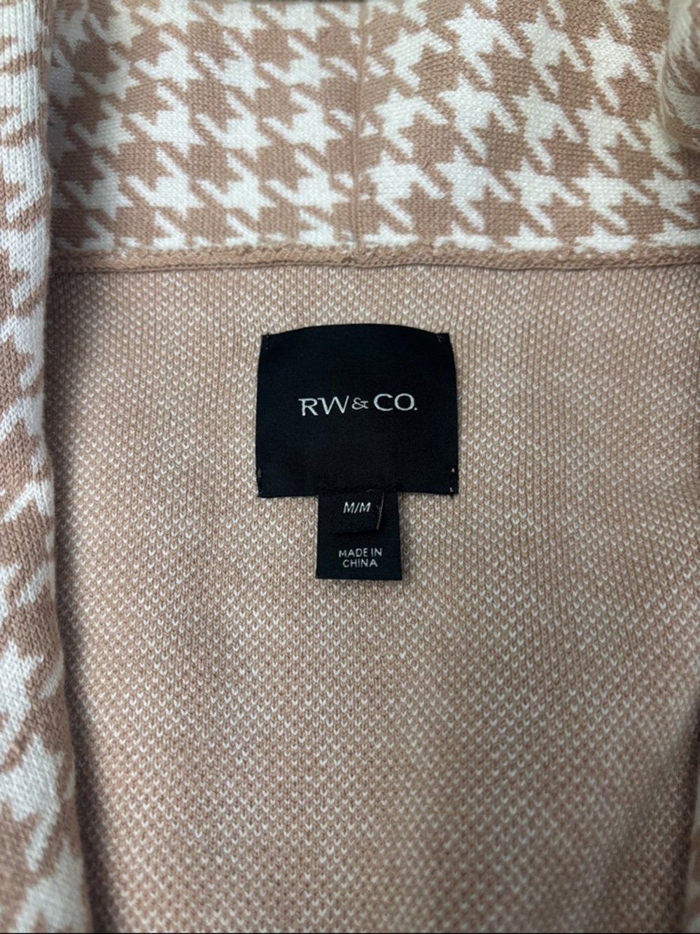 RW & CO Tan and Cream Houndstooth Coatigan - Picture 3 of 9